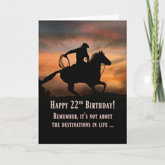 Super Cool Happy 22e verjaardag Kaart Cowboy Horse (Voorkant)