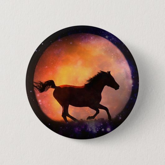 Super Cool Horse and Moon Fantasy Button (Voorkant)
