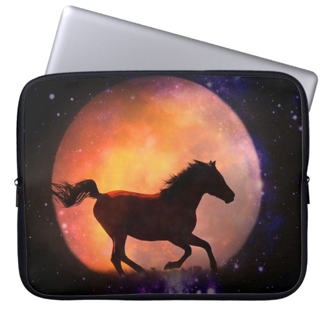 Super Cool Horse and Moon Laptop-hoes Laptop Sleeve (Voorkant)