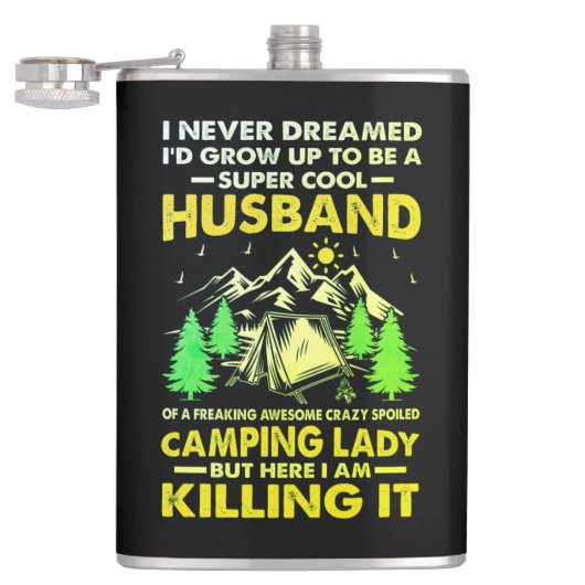 Super Cool Husband van Camping Lady Funny Camper Heupfles (Geopend)