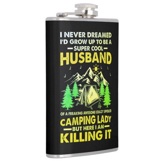 Super Cool Husband van Camping Lady Funny Camper Heupfles (Rechts)