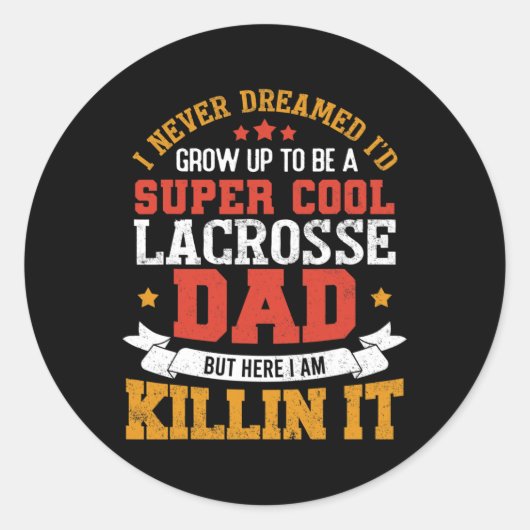 Super Cool Lacrosse Papa Grappig Lacrosse Vader Gi Ronde Sticker (Voorkant)