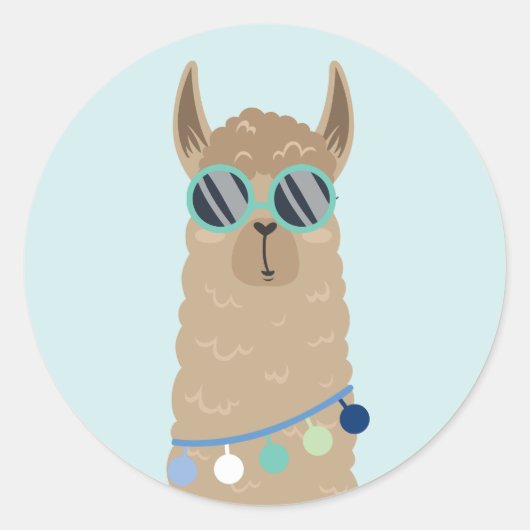Super Cool Llama Ronde Sticker (Voorkant)