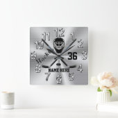 Super Cool PERSONALIZED Hockey Clock voor jongens Vierkante Klok (Huis)
