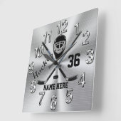 Super Cool PERSONALIZED Hockey Clock voor jongens Vierkante Klok (Hoek)