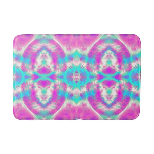 SUPER COOL Pink en Blue Abstract Patroon Badmat (Voorkant)