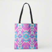 SUPER COOL Pink en Blue Abstract Patroon Tote Bag (Voorkant)
