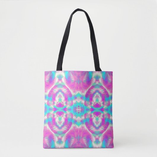 SUPER COOL Pink en Blue Abstract Patroon Tote Bag (Voorkant)