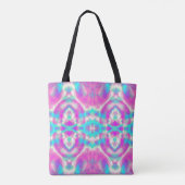 SUPER COOL Pink en Blue Abstract Patroon Tote Bag (Achterkant)