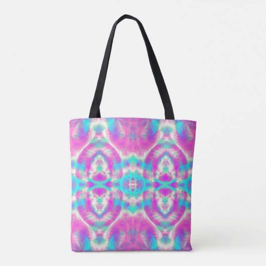 SUPER COOL Pink en Blue Abstract Patroon Tote Bag (Achterkant)