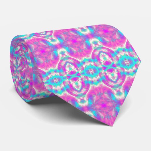 Super Cool Pink en Blue Abstract Pattern Stropdas (Opgerold)
