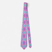 Super Cool Pink en Blue Abstract Pattern Stropdas (Voorkant)