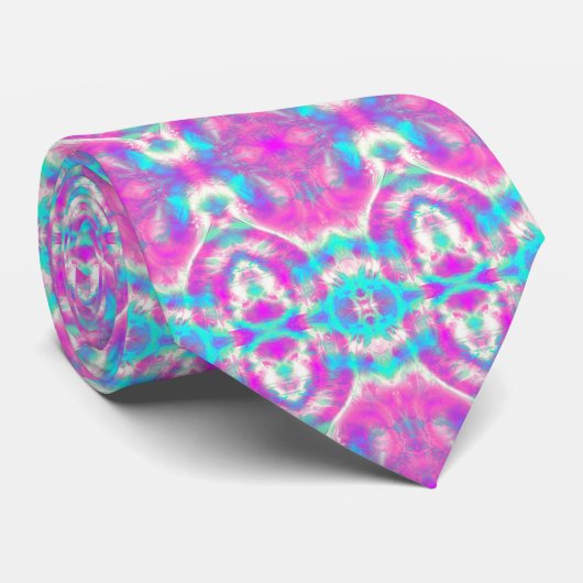 Super Cool Pink en Blue Abstract Pattern Stropdas (Opgerold)