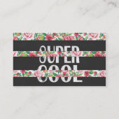 "Super Cool":  rozen florale strepen Visitekaartje (Achterkant)