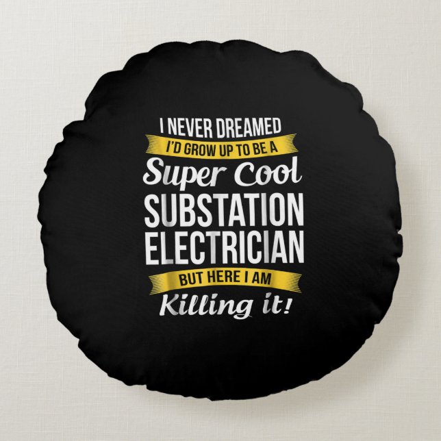 Super Cool Substation Electricia Funny Gift Rond Kussen (Voorkant)
