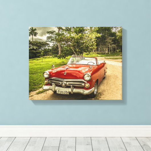 Super Cool Thunderbird Automobile Canvas Afdruk (Insitu (Houten vloer))