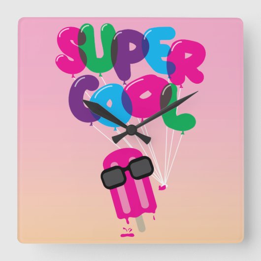 Super Cool Vierkante Klok (Voorkant)