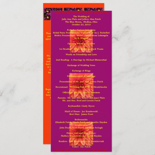 Super Cool Wedding-programma Programmakaart (Voorkant / Achterkant)