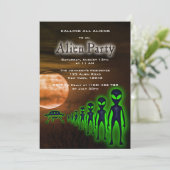 Super Coole Alien & UFO Feest Uitnodiging (Staand voorkant)