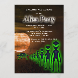 Super Coole Alien & UFO Feest Uitnodiging