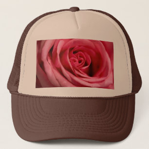 Super Coole Grote Roze Roos Custom Gedrukt Tan Bru Trucker Pet