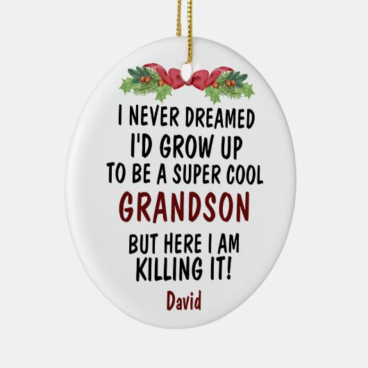 Super coole kleinzoon die het doodt & aangepaste f keramisch ornament (Rechts)