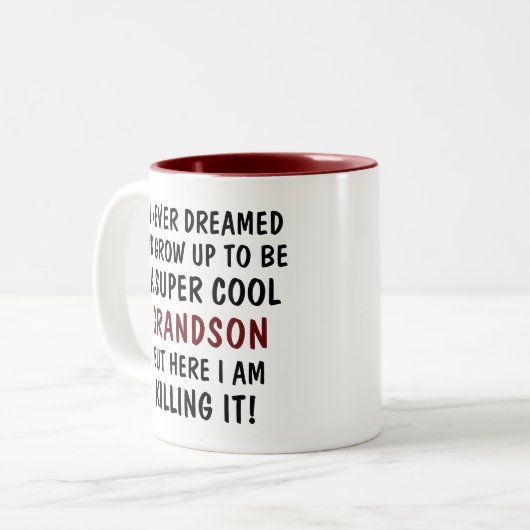 Super coole kleinzoon die het doodt met aangepaste tweekleurige koffiemok (Voorkant links)