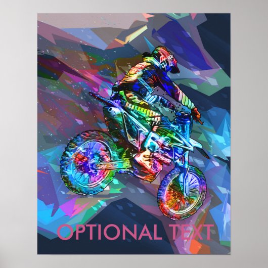 Super Crayon Colored Dirt Bike Downhill Poster (Voorkant)