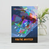 Super Crayon Colored Silhouette Skateboarder Kaart (Staand voorkant)