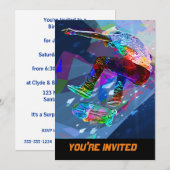 Super Crayon Colored Silhouette Skateboarder Kaart (Voorkant / Achterkant)