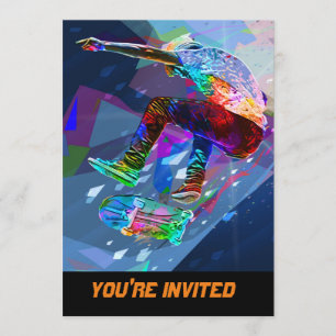 Super Crayon Colored Silhouette Skateboarder Kaart