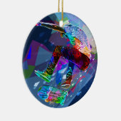 Super Crayon Colored Silhouette Skateboarder Keramisch Ornament (Rechts)