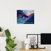 Super Crayon Colored Silhouette Skateboarder Poster (Thuiskantoor)