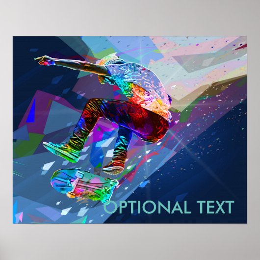 Super Crayon Colored Silhouette Skateboarder Poster (Voorkant)