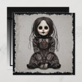 Super Creepy Doll Halloween Kaart (Voorkant / Achterkant)