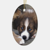 Super Cute Australian Shepherd Puppy Keramisch Ornament (Links)