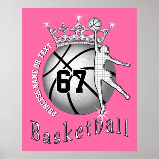 Super Cute Basketball-Posters met naam en nummer Poster (Voorkant)