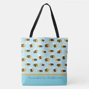 Super Cute Bee Pattern Personaliseert Canvas tas
