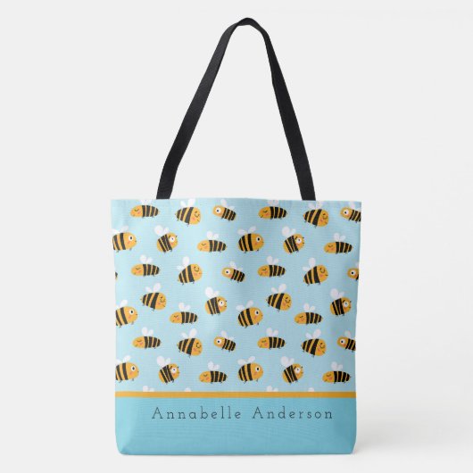 Super Cute Bee Pattern Personaliseert Canvas tas (Voorkant)