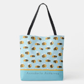 Super Cute Bee Pattern Personaliseert Canvas tas (Achterkant)