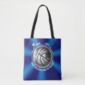 Super Cute Blue en Silver Basketball Canvas tas (Voorkant)