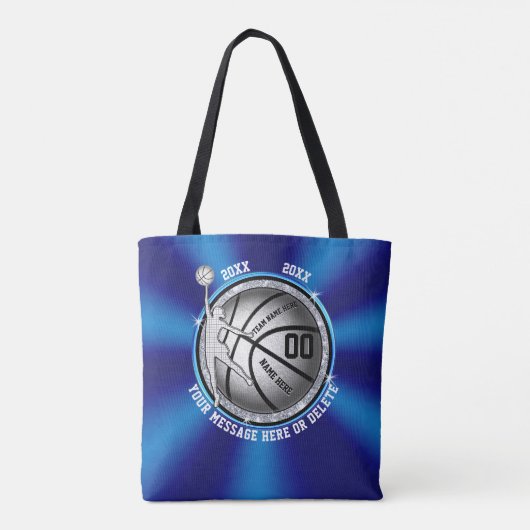Super Cute Blue en Silver Basketball Canvas tas (Achterkant)