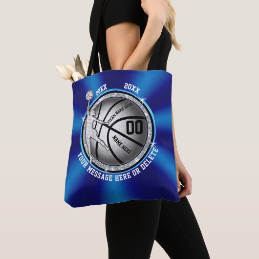 Super Cute Blue en Silver Basketball Canvas tas (Dichtbij)