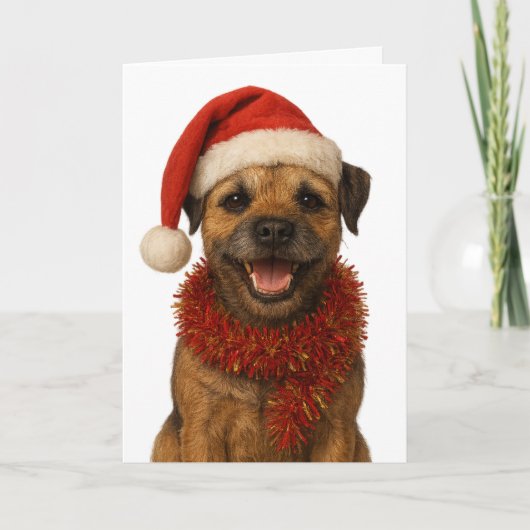 Super cute Border Terrier Christmas card Kaart (Voorkant)
