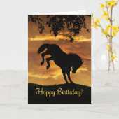 Super Cute Bucking Horse Birthday Kaart (Gele Bloem)