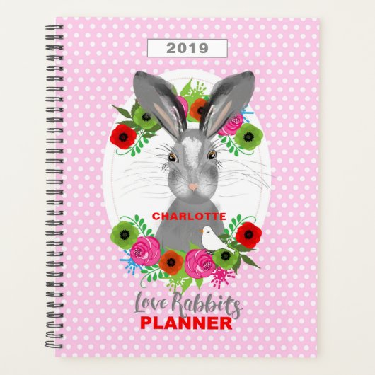 Super Cute Bunny Rabbit, gepersonaliseerd Planner (Voorkant)