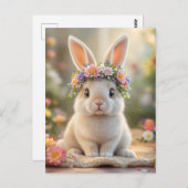 Super cute bunny with a flower wreath on its head  briefkaart (Voorkant / Achterkant)