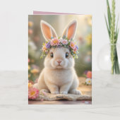 Super cute bunny with a flower wreath on its head  feestdagen kaart (Achterkant)