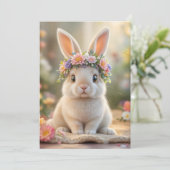 Super cute bunny with a flower wreath on its head  feestdagenkaart (Staand voorkant)