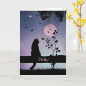 Super Cute Cat & Butterfly Hallo Hoe bent u Kaart? Kaart (Gele Bloem)